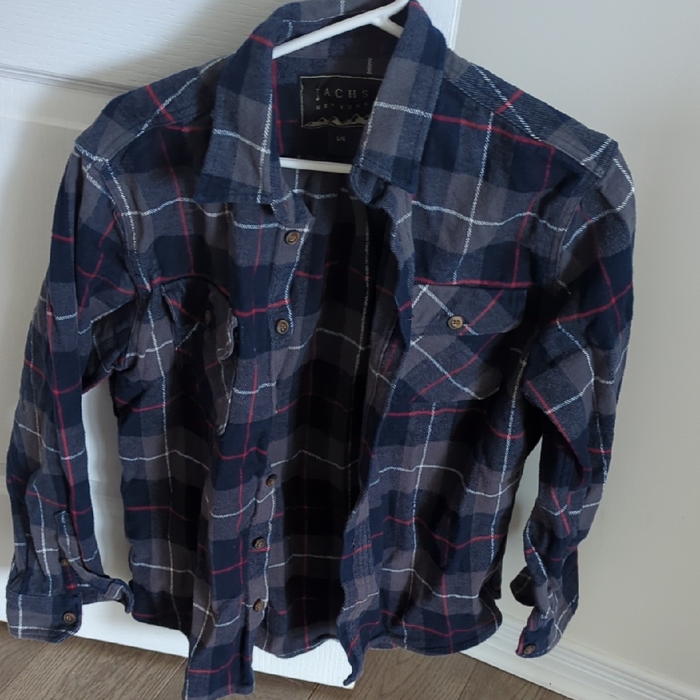 Jachs Size L (Fits Smaller) Men's Plaid Shirt - Blue and Red